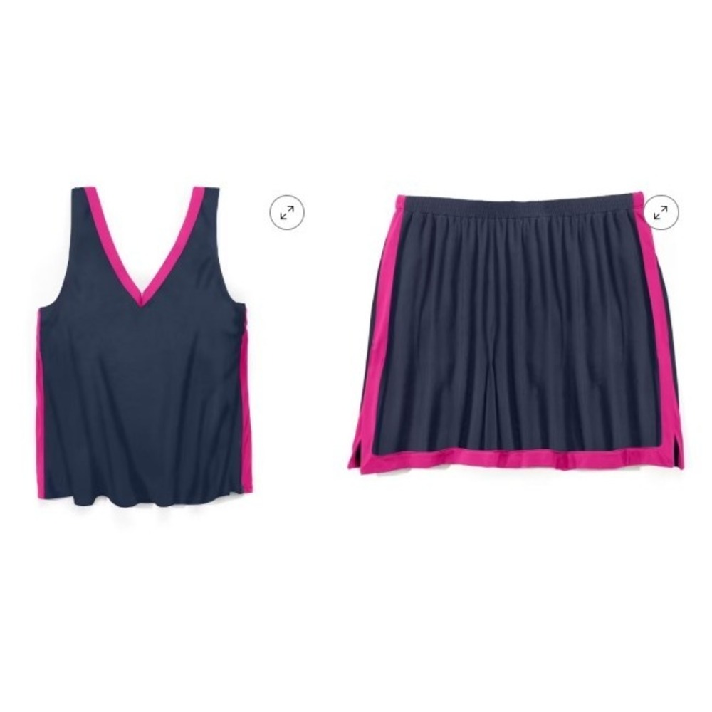 Swim365 Tankini Swim Skirt Set Womens 22 Black Pink Excellent Sporty 2pc